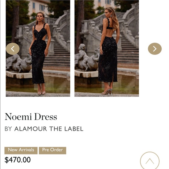 Alamour Black Applique Tea Length Dress - Picture 3 of 11